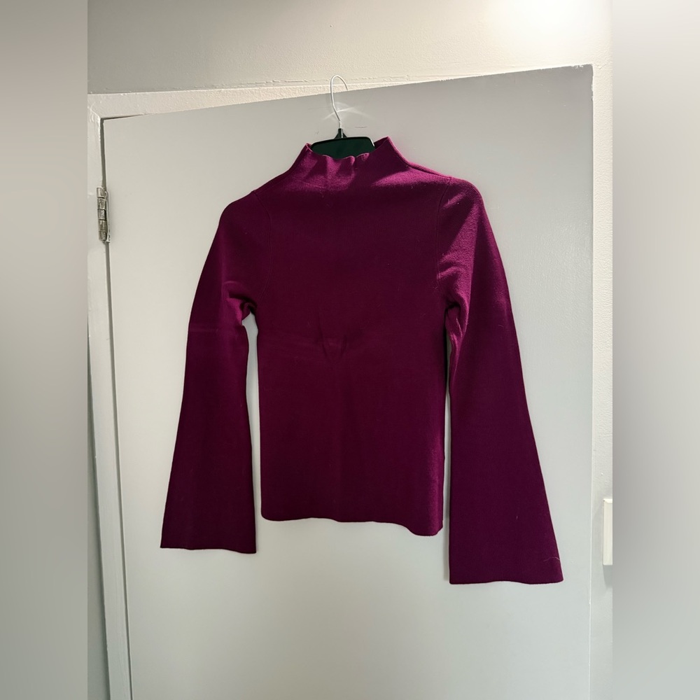 Mauve by Anthropologie Purple Bell Sleeve Mock Neck Sweater - Picture 4 of 5